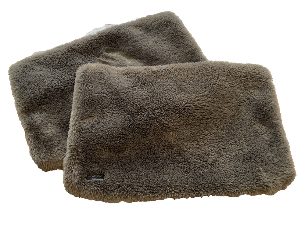Lot of 2 Magaschoni Home Faux Fur Pillow Shams 14x22” No Inserts Dark Green